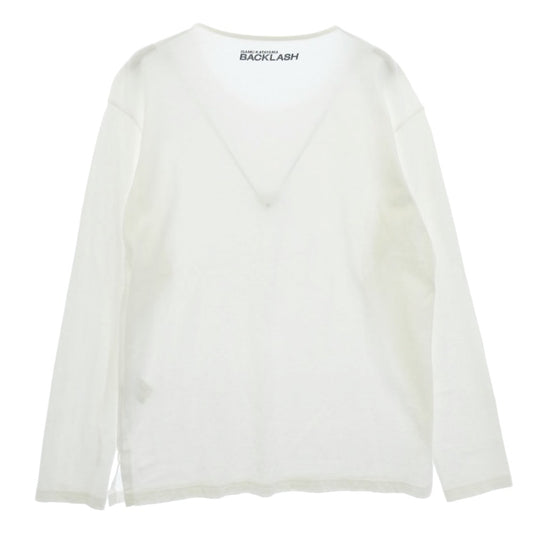 ISAMUKATAYAMA BACKLASH イサムカタヤマバックラッシュ A104-01 バックロゴ プリント コットン Tシャツ 長袖 カットソー ホワイト ホワイト系 L【中古】