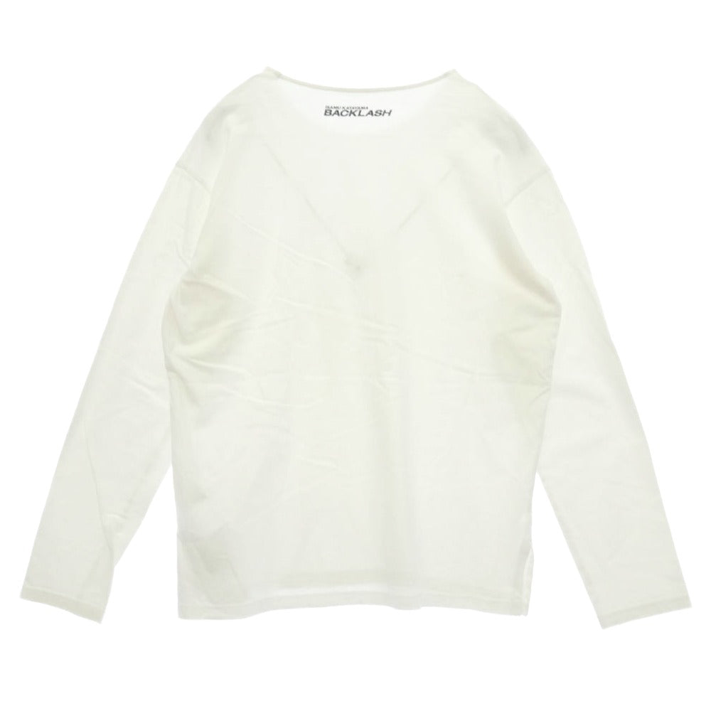 ISAMUKATAYAMA BACKLASH イサムカタヤマバックラッシュ A104-01 バックロゴ プリント コットン Tシャツ 長袖 カットソー ホワイト ホワイト系 L【中古】