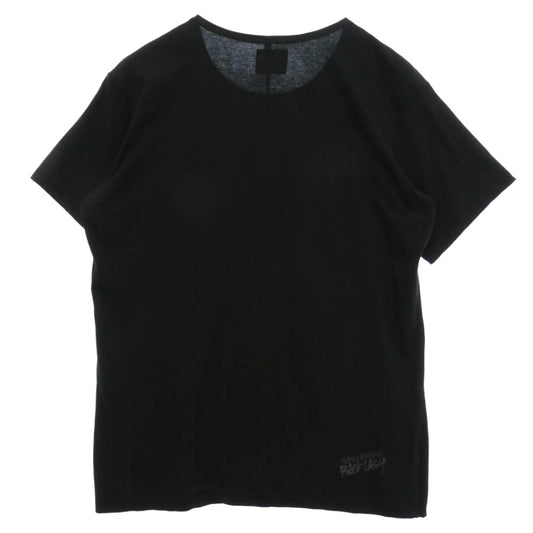 Yohji Yamamoto ヨウジヤマモト ISAMUKATAYAMA BACKLASH イサムカタヤマバックラッシュ HR-T86-993 × ISAMU KATAYAMA BACKLASH イサムカタヤマバックラッシュ フロント シグネチャー ロゴ プリント コットン Tシャツ 半袖 カットソー ブラック系 2【中古】