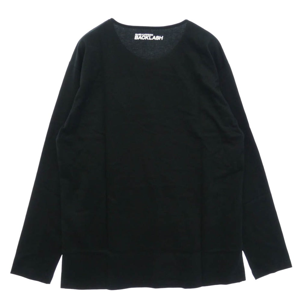 ISAMUKATAYAMA BACKLASH イサムカタヤマバックラッシュ A104-01 バックロゴ プリント コットン Tシャツ 長袖 カットソー ブラック系 XL【新古品】【未使用】【中古】