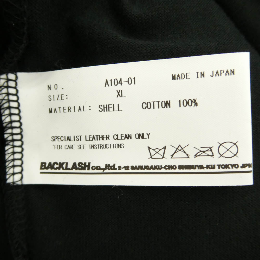 ISAMUKATAYAMA BACKLASH イサムカタヤマバックラッシュ A104-01 バックロゴ プリント コットン Tシャツ 長袖 カットソー ブラック系 XL【新古品】【未使用】【中古】
