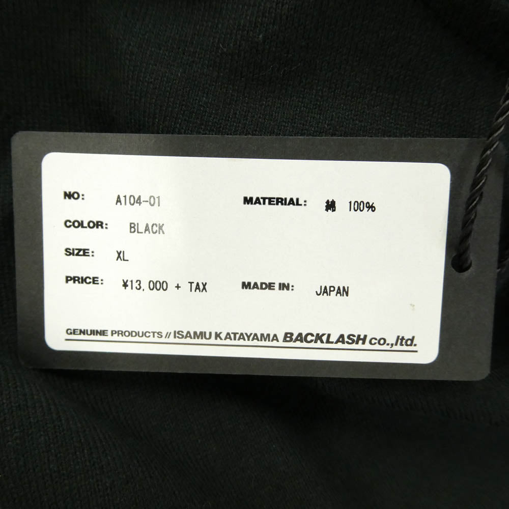 ISAMUKATAYAMA BACKLASH イサムカタヤマバックラッシュ A104-01 バックロゴ プリント コットン Tシャツ 長袖 カットソー ブラック系 XL【新古品】【未使用】【中古】