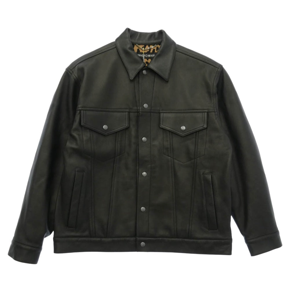 WACKO MARIA ワコマリア 25aw 25FWE-WMO-BL02 LEATHER TRUCKER JACKET レザー トラッカー ジャケット ブラック系 L【美品】【中古】