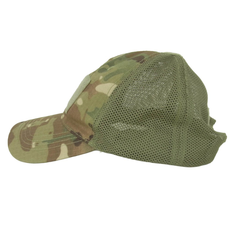 ミリタリー マルチカム タクティカル メッシュ キャップ 帽子 グリーン系 カーキ系【美品】【中古】