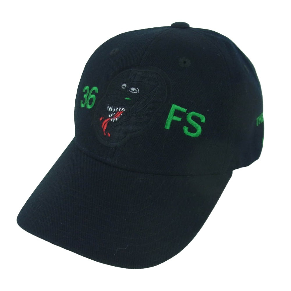 ミリタリー 36th Fighter Squadron CAP アメリカ空軍 第51戦闘航空団 第36戦闘飛行隊 刺繍 キャップ 帽子 ブラック系【中古】