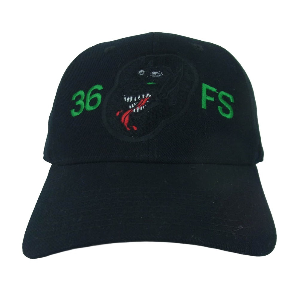 ミリタリー 36th Fighter Squadron CAP アメリカ空軍 第51戦闘航空団 第36戦闘飛行隊 刺繍 キャップ 帽子 ブラック系【中古】