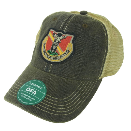 ミリタリー 36TH TACTICAL AIRLIFT SQ 第36戦術空輸飛行隊 CAP メッシュ キャップ 帽子 LEGACY インディゴブルー系 ベージュ系【極上美品】【中古】