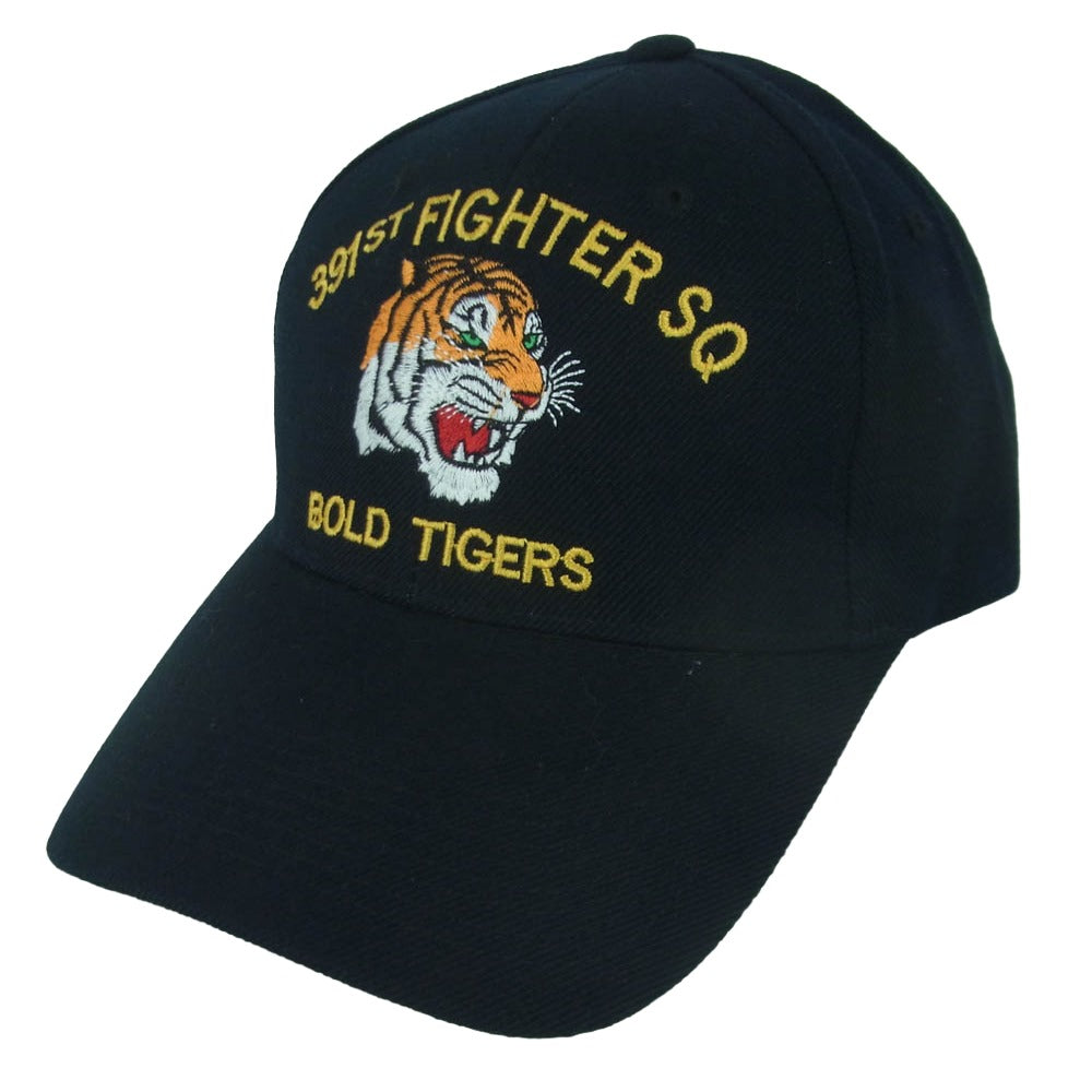 ミリタリー 391st Fighter Squadron CAP アメリカ空軍 第366戦闘航空団 第391戦闘飛行隊 キャップ 帽子 ブラック系 ONE SIZE【美品】【中古】