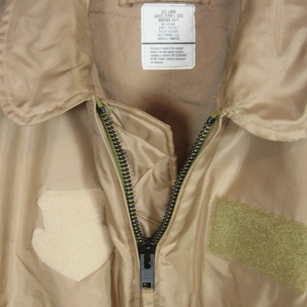 米軍実物 SPM1C1-10-D-1012 CWU45/P NOMEX VALLEY APPAREL 2010年製 ノーメックス ミリタリー ジャケット バレイアパレル ベージュ系 L【中古】