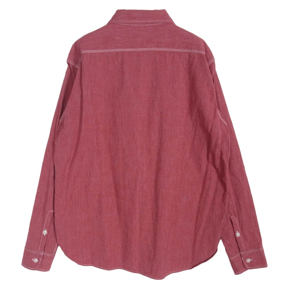 IRON HEART アイアンハート シャンブレー 長袖 シャツ レッド系 L【中古】