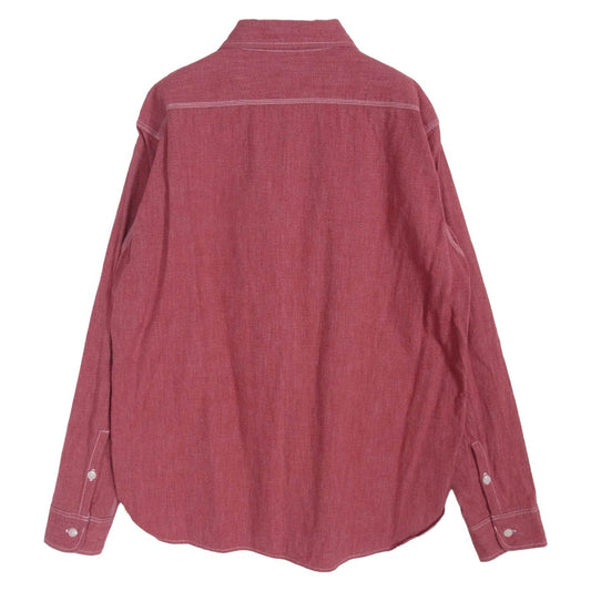 IRON HEART アイアンハート シャンブレー 長袖 シャツ レッド系 L【中古】