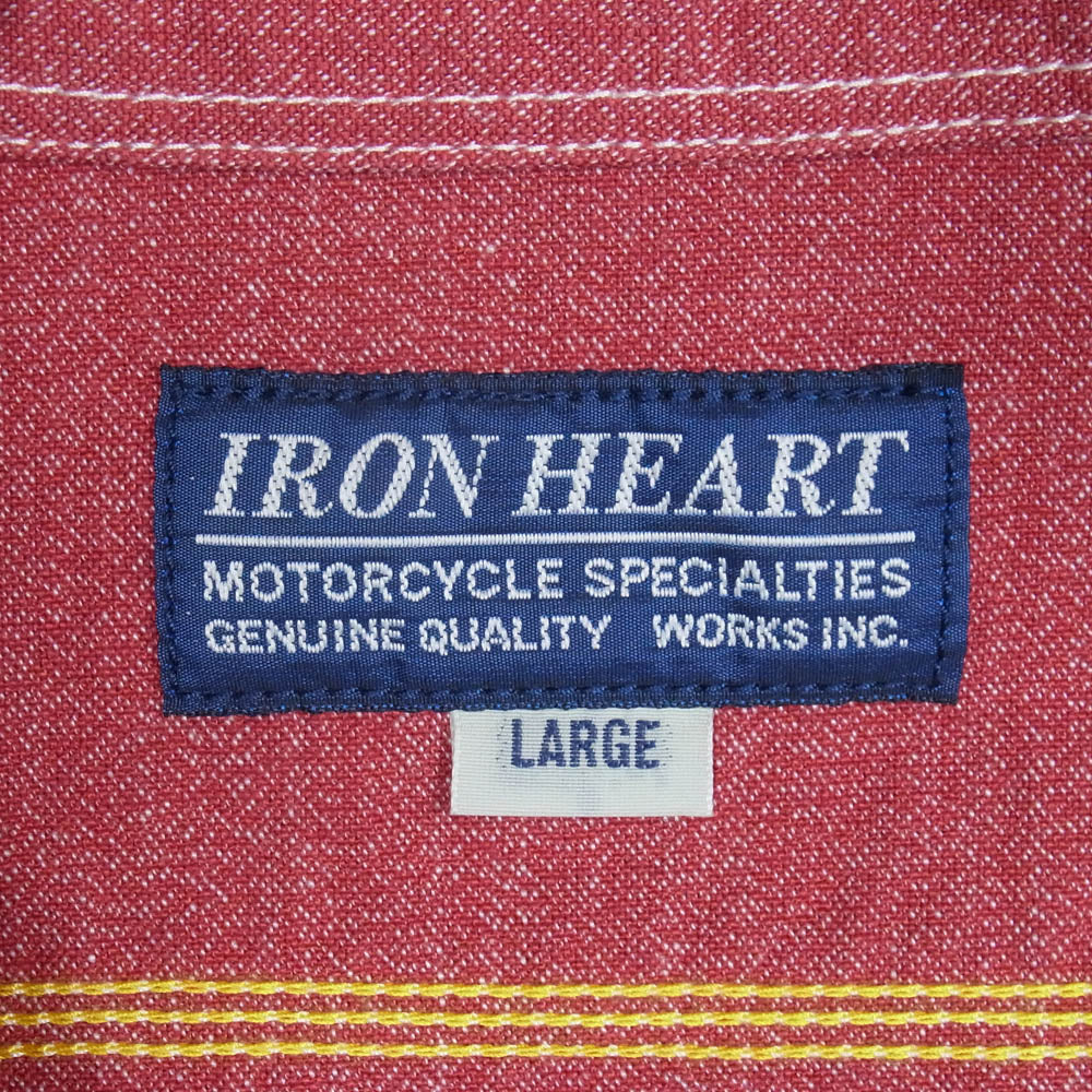 IRON HEART アイアンハート シャンブレー 長袖 シャツ レッド系 L【中古】