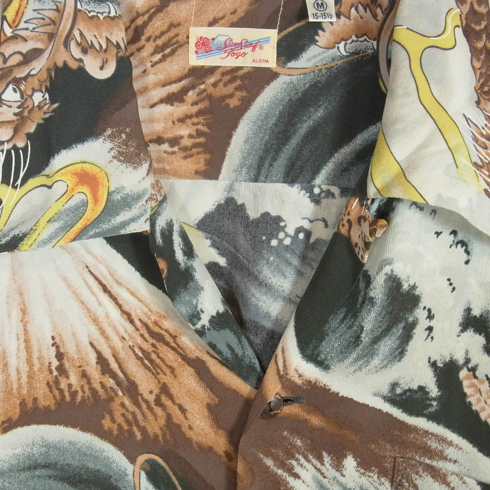 SUN SURF サンサーフ SS32162 龍柄 アロハシャツ 半袖 シャツ グレー系 M【中古】