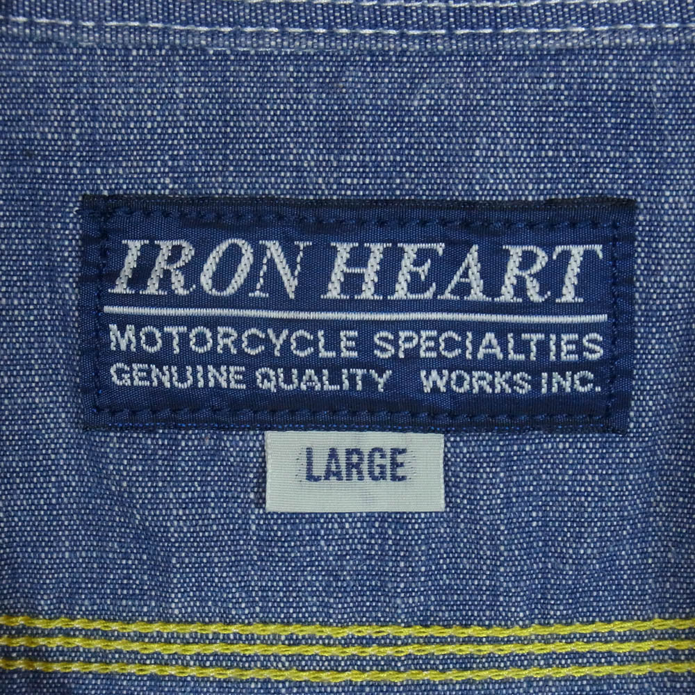 IRON HEART アイアンハート シャンブレー 長袖 シャツ インディゴブルー系 L【中古】