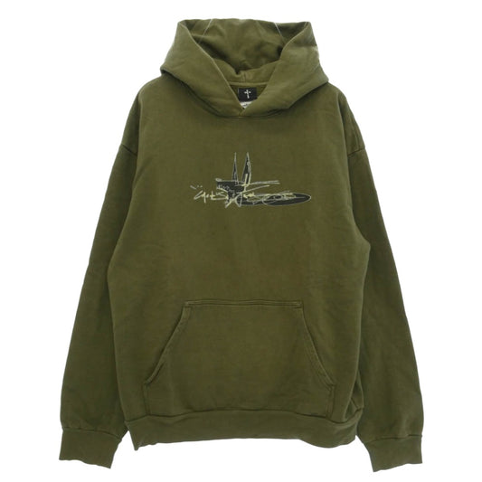 Travis Scott CACTUS JACK カクタスジャック SCRIBBLE HOODIE フーディー パーカー カーキ系 XL【中古】