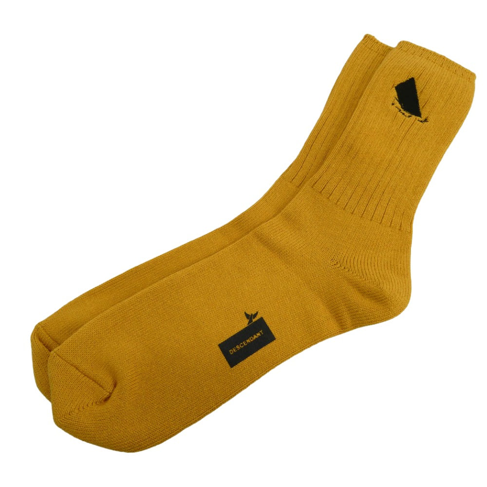 DESCENDANT ディセンダント 242MADS-AC02 SPYHOP SOX 刺繍 リブ編み ソックス 靴下 イエロー系 F【極上美品】【中古】
