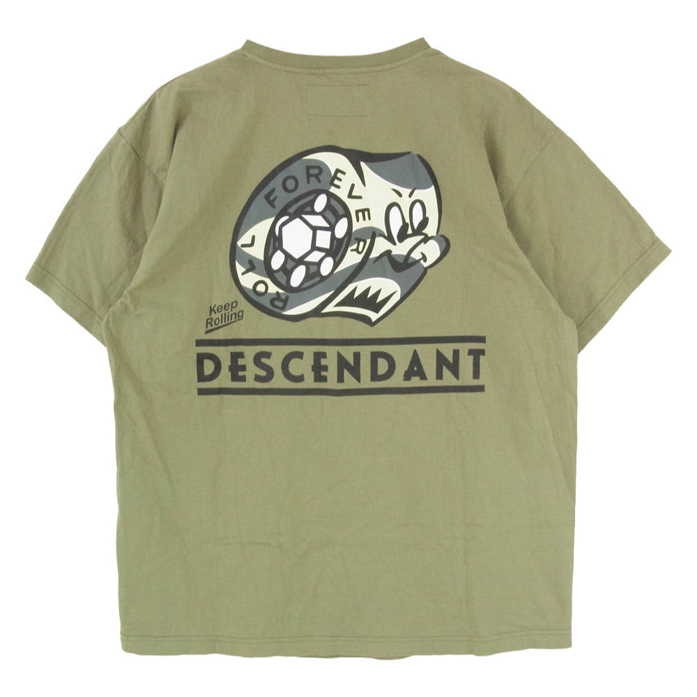 DESCENDANT ディセンダント KID BEARING SS キッド ベアリング プリント 半袖 Tシャツ カーキ系 2【中古】
