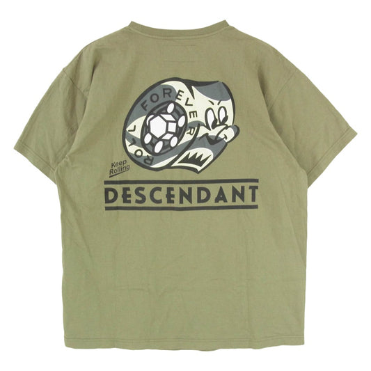 DESCENDANT ディセンダント KID BEARING SS キッド ベアリング プリント 半袖 Tシャツ カーキ系 2【中古】