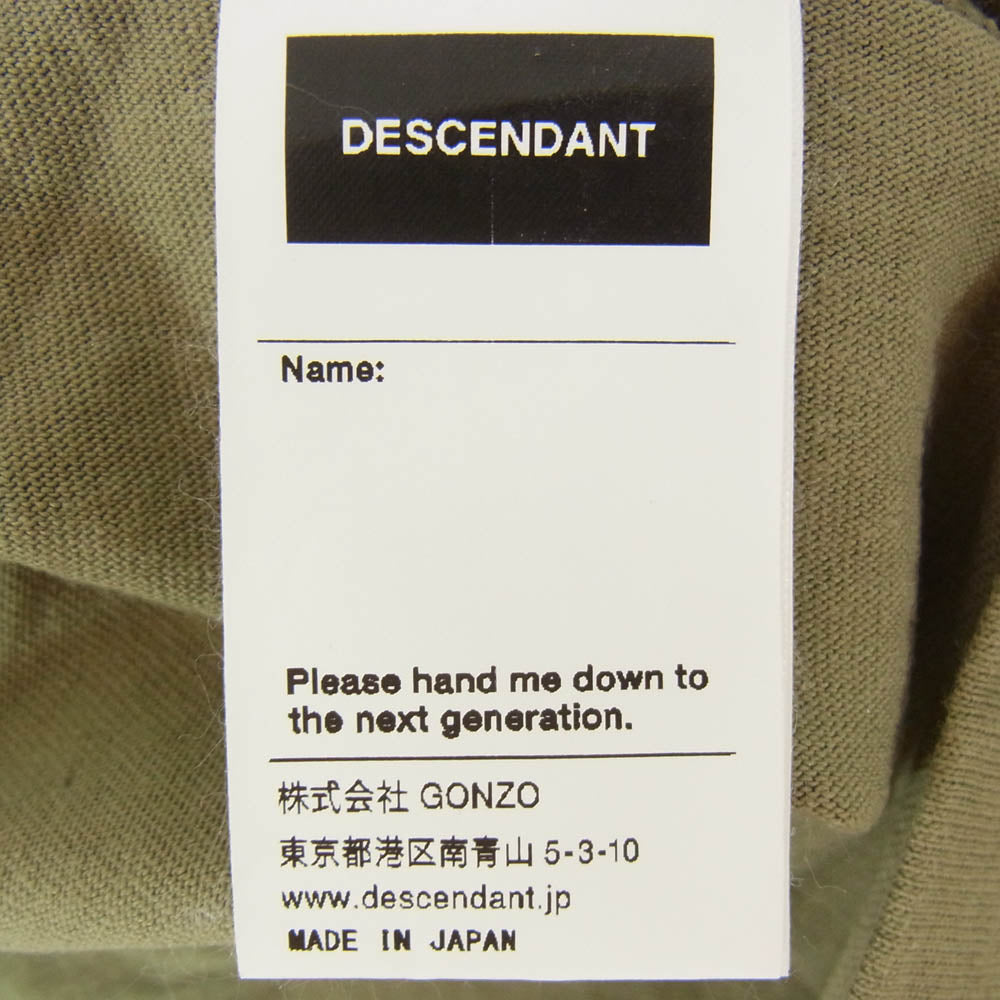 DESCENDANT ディセンダント KID BEARING SS キッド ベアリング プリント 半袖 Tシャツ カーキ系 2【中古】
