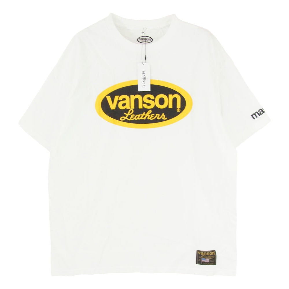 VANSON バンソン MASSES マシス x MASSES マシス T-SHIRT S/S ロゴプリント 半袖 Tシャツ ホワイト系 XL【極上美品】【中古】