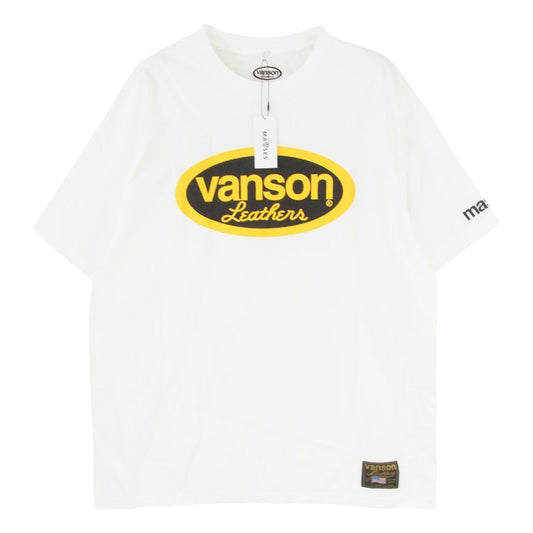 VANSON バンソン MASSES マシス x MASSES マシス T-SHIRT S/S ロゴプリント 半袖 Tシャツ ホワイト系 XL【極上美品】【中古】