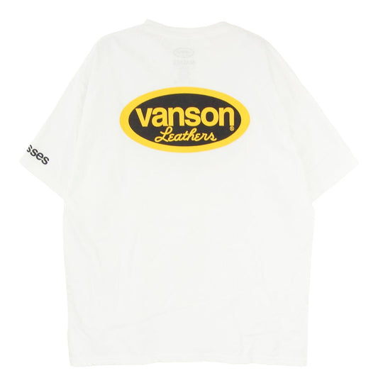VANSON バンソン MASSES マシス x MASSES マシス T-SHIRT S/S ロゴプリント 半袖 Tシャツ ホワイト系 XL【極上美品】【中古】
