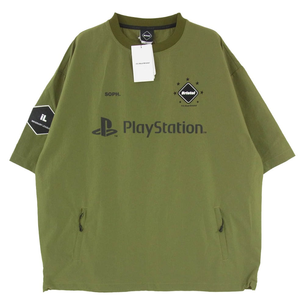 F.C.R.B. エフシーアールビー 24AW FCRB-242009 x PlayStation プレイステーション Dot Air Short Sleeve Piste ドットエア ショートスリーブ ピステ 半袖 Tシャツ カーキ系 L【極上美品】【中古】