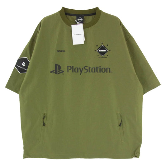 F.C.R.B. エフシーアールビー 24AW FCRB-242009 x PlayStation プレイステーション Dot Air Short Sleeve Piste ドットエア ショートスリーブ ピステ 半袖 Tシャツ カーキ系 L【極上美品】【中古】