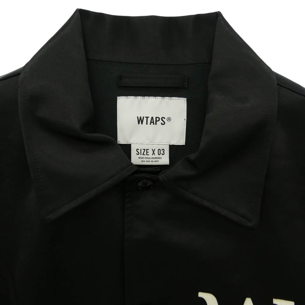 WTAPS ダブルタップス 24SS 241TQDT-JKM02 CHIEF JACKET CTRY SATIN LEAGUE ドローコード付き チーフ ジャケット カントリー サテン リーグ コーチ ジャケット ブラック系 03【美品】【中古】