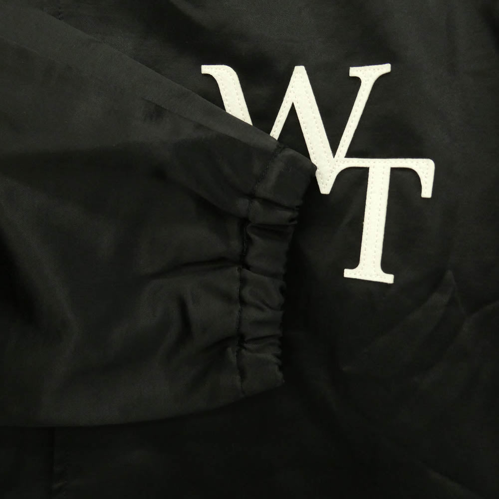 WTAPS ダブルタップス 24SS 241TQDT-JKM02 CHIEF JACKET CTRY SATIN LEAGUE ドローコード付き チーフ ジャケット カントリー サテン リーグ コーチ ジャケット ブラック系 03【美品】【中古】