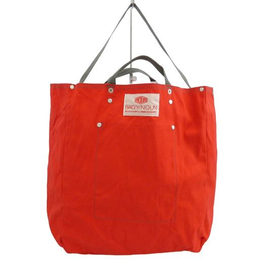 ネセサリー オア アンネセサリー BAG 'n' NOUN バッグンナウン コットンキャンバス 2WAY ワンショルダー トートバッグ レッド系【中古】
