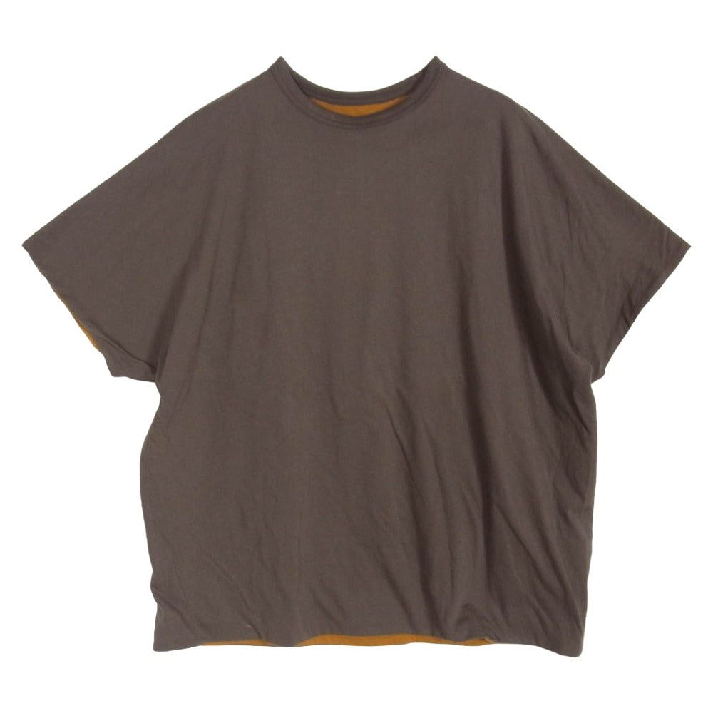 ネセサリー オア アンネセサリー N.OUN ナウン REVERSE T リバーシブル ダブルフェイス クルーネック 半袖 Tシャツ カットソー ブラウン系 M【中古】