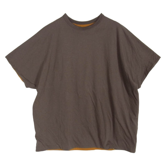 ネセサリー オア アンネセサリー N.OUN ナウン REVERSE T リバーシブル ダブルフェイス クルーネック 半袖 Tシャツ カットソー ブラウン系 M【中古】