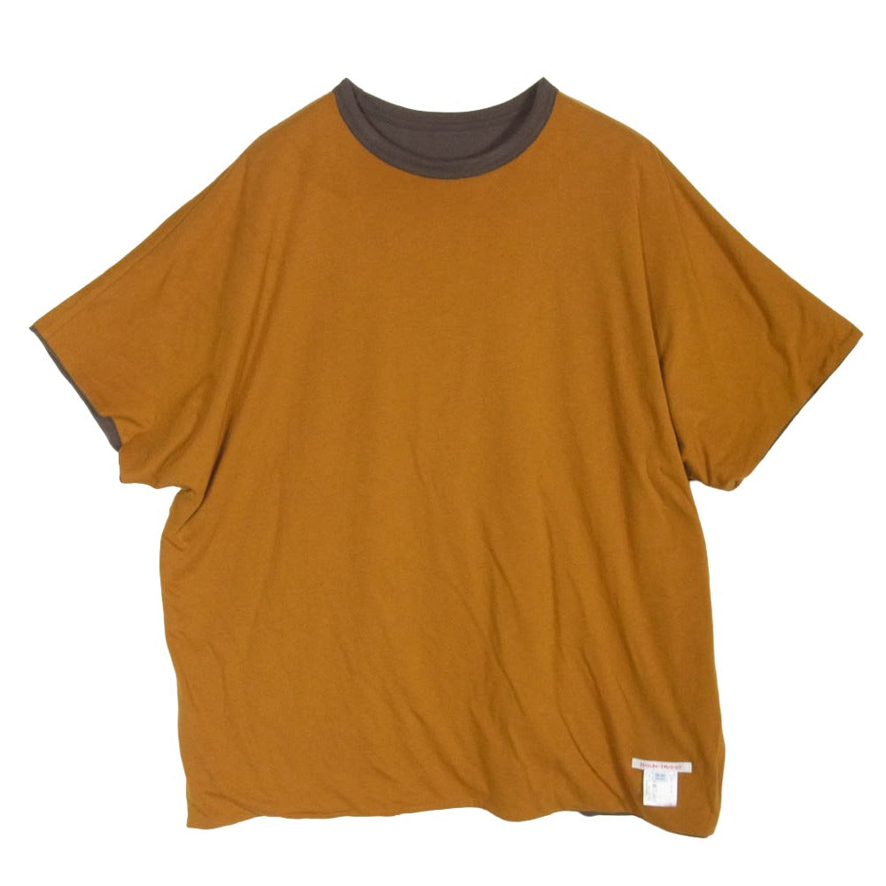 ネセサリー オア アンネセサリー N.OUN ナウン REVERSE T リバーシブル ダブルフェイス クルーネック 半袖 Tシャツ カットソー ブラウン系 M【中古】