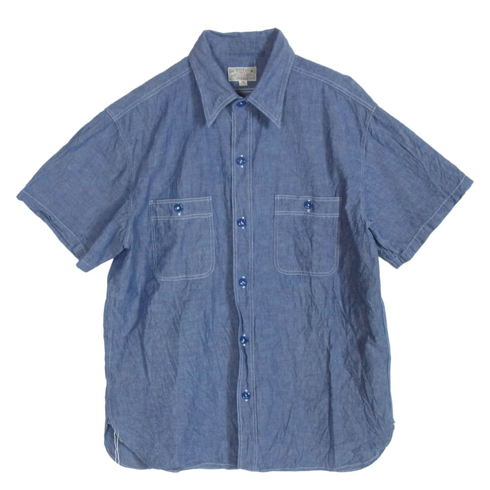 Buzz Rickson's バズリクソンズ BR35856 BLUE CHAMBRAY WORK SHIRTS シャンブレー ワークシャツ 半袖シャツ インディゴブルー系 16-161/2【中古】