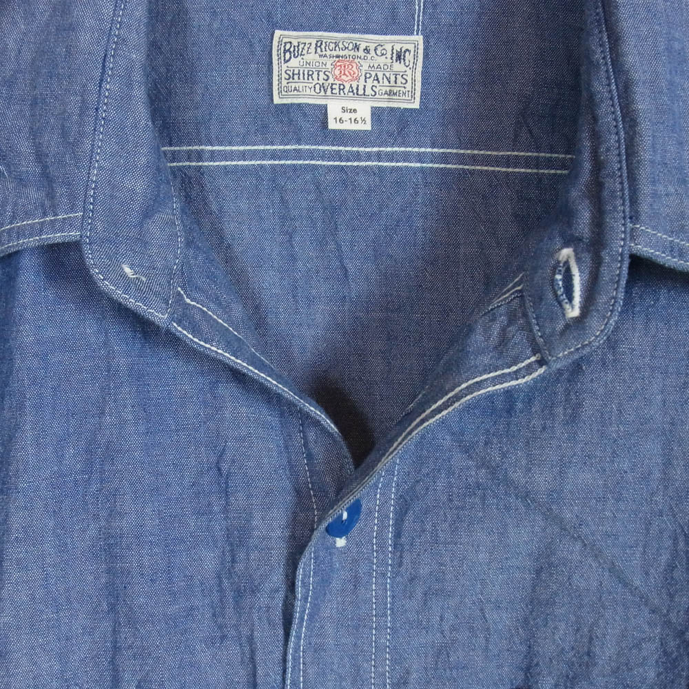 Buzz Rickson's バズリクソンズ BR35856 BLUE CHAMBRAY WORK SHIRTS シャンブレー ワークシャツ 半袖シャツ インディゴブルー系 16-161/2【中古】