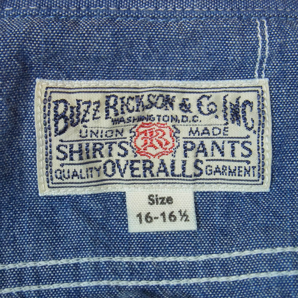 Buzz Rickson's バズリクソンズ BR35856 BLUE CHAMBRAY WORK SHIRTS シャンブレー ワークシャツ 半袖シャツ インディゴブルー系 16-161/2【中古】