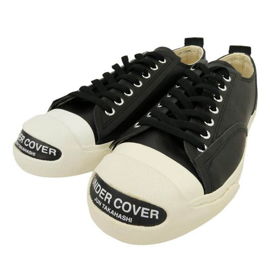 UNDERCOVER アンダーカバー UC2D9F02 TOE LOGO LEATHER SNEAKER トゥーロゴ レザー ローカット スニーカー シューズ ブラック系 オフホワイト系 L【中古】