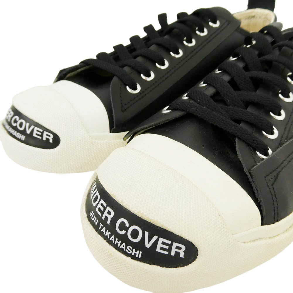 UNDERCOVER アンダーカバー UC2D9F02 TOE LOGO LEATHER SNEAKER トゥーロゴ レザー ローカット スニーカー シューズ ブラック系 オフホワイト系 L【中古】
