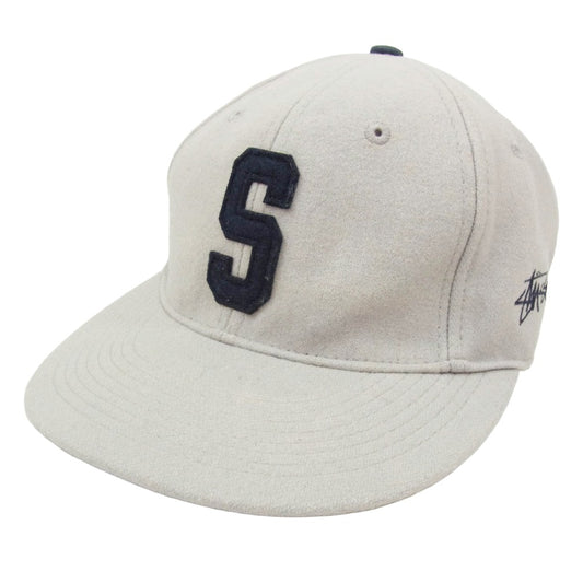STUSSY ステューシー Sロゴワッペン ウール フランネル キャップ 帽子 グレー系【中古】