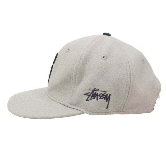 STUSSY ステューシー Sロゴワッペン ウール フランネル キャップ 帽子 グレー系【中古】