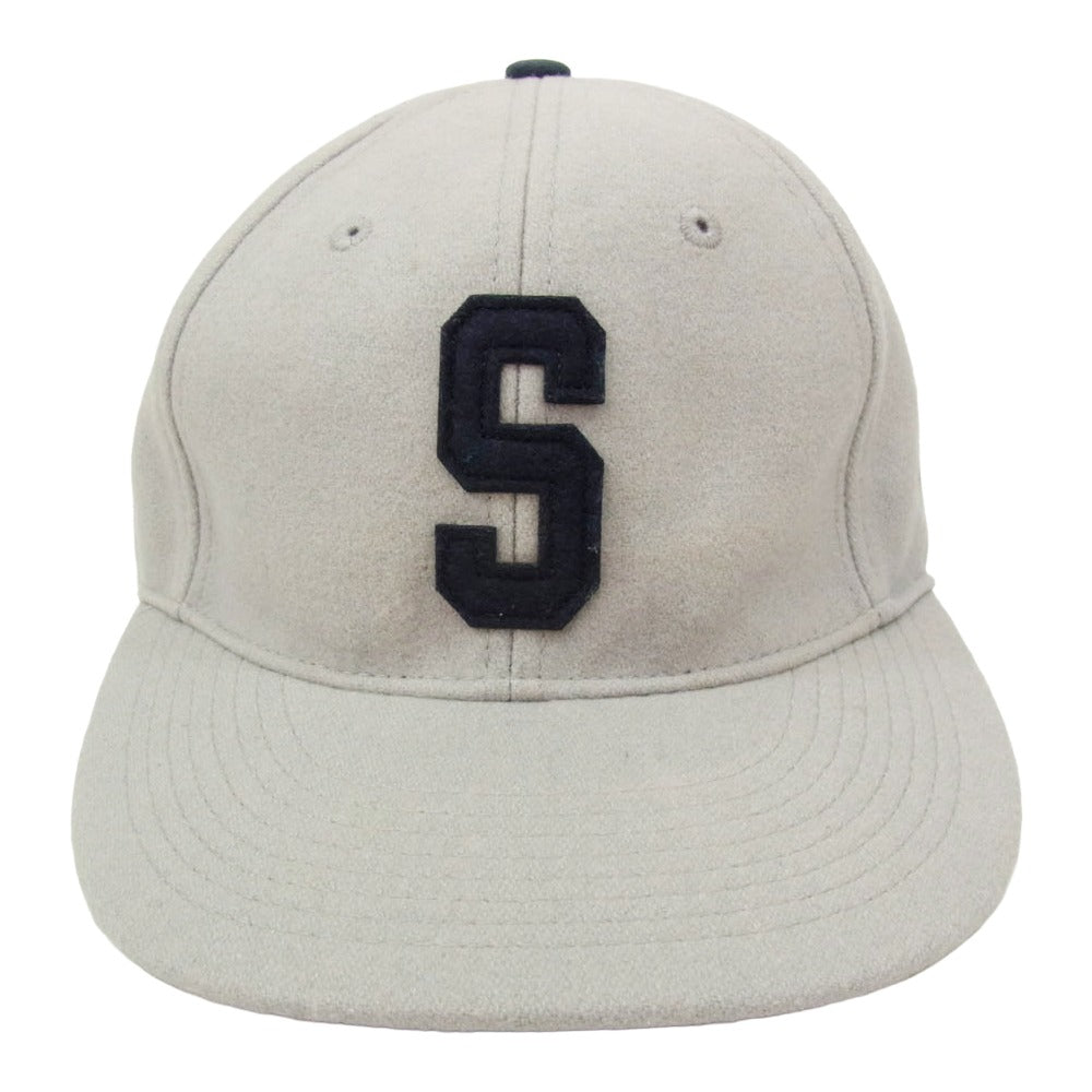 STUSSY ステューシー Sロゴワッペン ウール フランネル キャップ 帽子 グレー系【中古】