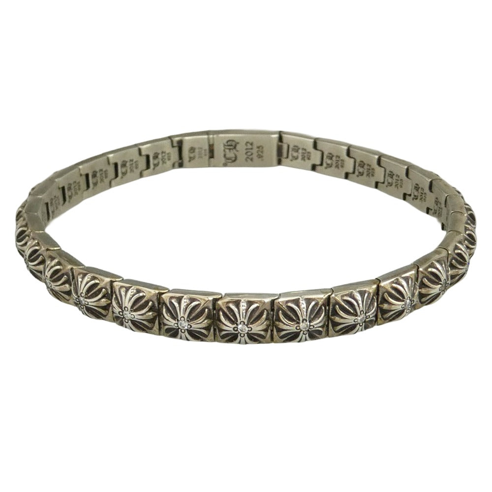 CHROME HEARTS クロムハーツ（原本無） 国内レシート原本付属 1/4 Pyramid Plus Link Bracelet P/D ピラミッド プラス リンク 1/4 29Link パヴェダイヤ ブレスレット シルバー系【中古】
