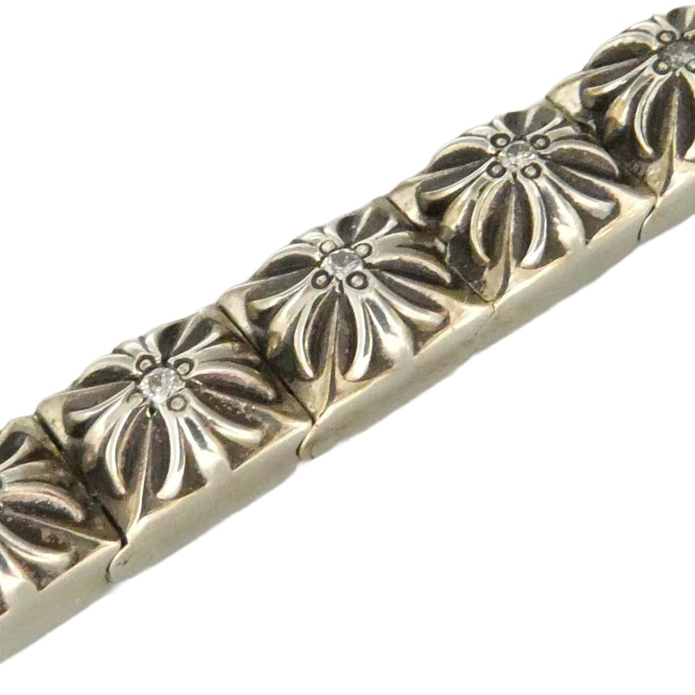 CHROME HEARTS クロムハーツ（原本無） 国内レシート原本付属 1/4 Pyramid Plus Link Bracelet P/D ピラミッド プラス リンク 1/4 29Link パヴェダイヤ ブレスレット シルバー系【中古】