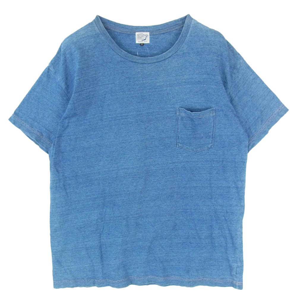 orSlow オアスロウ インディゴ ポケット 半袖 Tシャツ ショートスリーブ クルーネック カットソー ブルー系 3【中古】