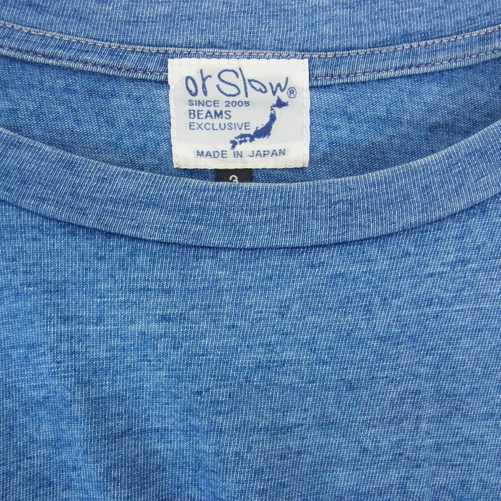 orSlow オアスロウ インディゴ ポケット 半袖 Tシャツ ショートスリーブ クルーネック カットソー ブルー系 3【中古】