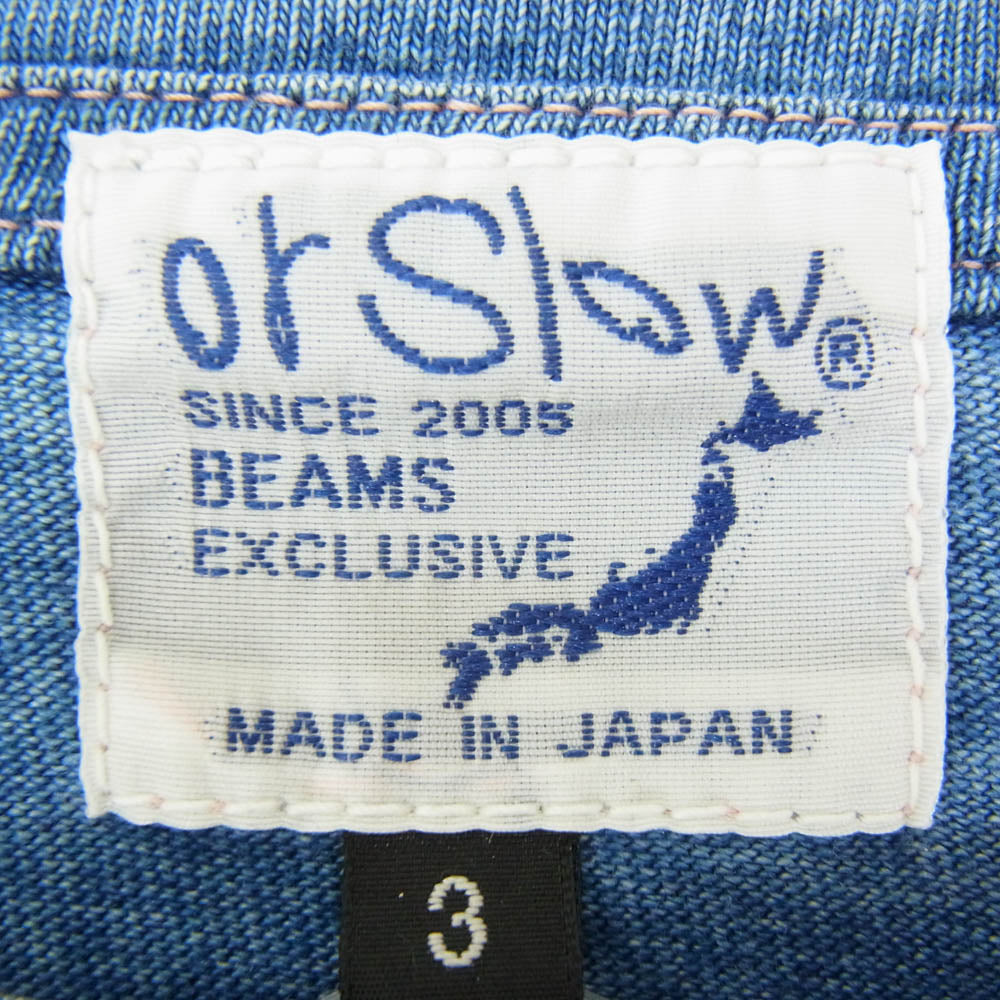 orSlow オアスロウ インディゴ ポケット 半袖 Tシャツ ショートスリーブ クルーネック カットソー ブルー系 3【中古】