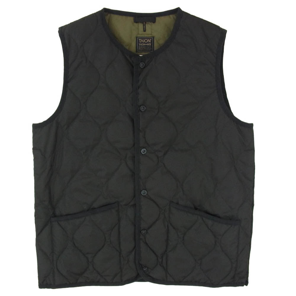 タイオン TAION-004B2ML-1 MILITARY CREW NECK DOWN VEST ミリタリー クルーネック ダウン ベスト ブラック系 XL【中古】