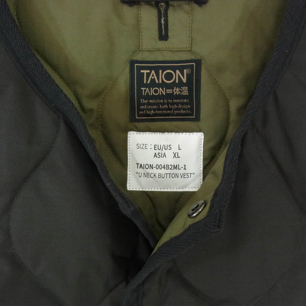 タイオン TAION-004B2ML-1 MILITARY CREW NECK DOWN VEST ミリタリー クルーネック ダウン ベスト ブラック系 XL【中古】