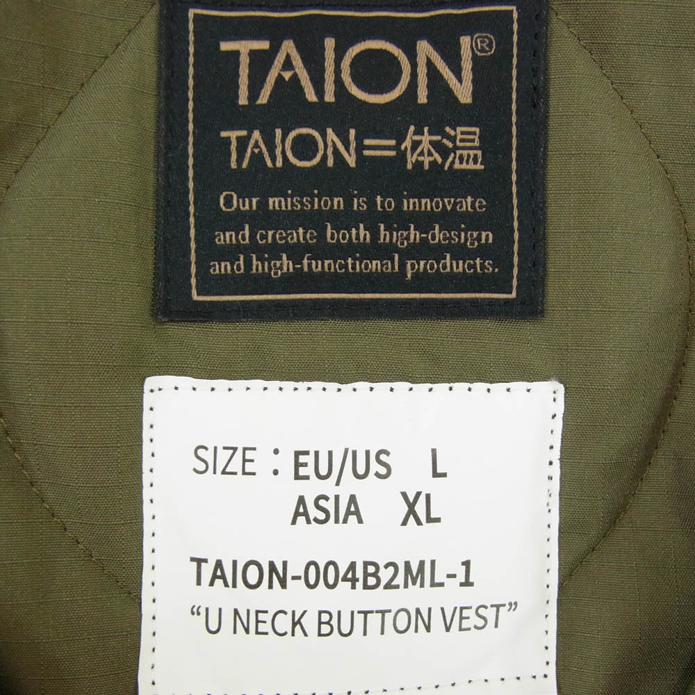 タイオン TAION-004B2ML-1 MILITARY CREW NECK DOWN VEST ミリタリー クルーネック ダウン ベスト ブラック系 XL【中古】